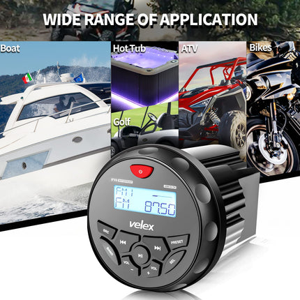 Waterproof Bluetooth Marine Stereo Receiver with MP3 Player for DAB+/AM/FM Radio and Streaming Music on Boats, Golf Carts and Spas (DAB+) Black