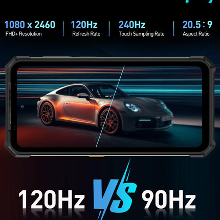 Ulefone Armor 24 õuenutitelefon Android 14 OS 24+256GB/SD-2TB, 22000mAh aku 1000LM telkimisvalgusti õuemobiiltelefon kaheksatuumaline, 6.78 FHD+ 120Hz ekraan, 64MP+64MP kaamera IP68 NFC/OTG/GPS 4G kahe SIM-kaardiga