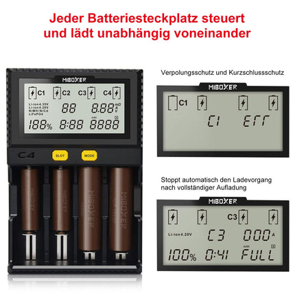 Universaalne akulaadija, 18650 akulaadija 4 pesaga, LCD-ekraaniga akude laadija Li-Ion LiFePO4 NI-MH NI-Cd AA AAA C 18350 18500 18700 20700 21700 26650 RCR123 akude jaoks.
