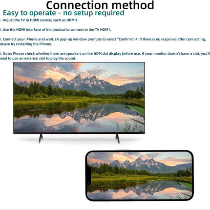 Lightning-HDMI kaabliadapter iPhone'ile, 1080P digitaalse AV-adapteri ekraani sünkroonimispistik, mis ühildub telefonidega 14 12 11 XS XR X, teleri projektori monitoriga, 1M (mitte iPhone 15/16 ega Netflixiga)
