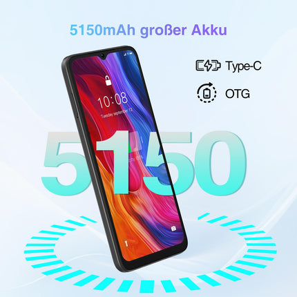DOOGEE N55 nutitelefon ilma lepinguta Android 14-128GB+9GB /1TB mobiiltelefon ilma lepinguta, kaheksatuumaline 6.56" HD+ IPS 90Hz nutitelefon soodne, 5150mAh 13MP+8MP, kahe SIM-kaardiga 4G SIM-kaardita mobiiltelefonid, Face ID/GPS/OTG