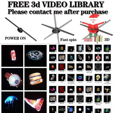 Missyou 42CM 3D hologrammprojektor ja 700 videopoodi, HD LED 2000*1444PX eraldusvõimega hologrammprojektor, reklaamiekraan näituste, kaubanduskeskuste, seinte, kummituste, jõulude ja halloweeni jaoks