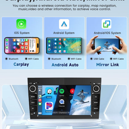 4G+64G Wireless Carplay Android 13 Car Radio for Opel Astra Antara Vectra Corsa Zafira Meriva Vivara Vivaro 7 inch Car Radio with Android Auto Navigation GPS WiFi Mirror Link Bluetooth FM/RDS Rear View Camera