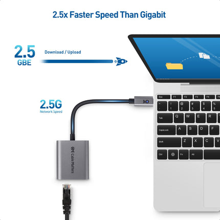 Cable Matters USB C Ethernet Adapter 2.5Gb with 100W charging function, 2.5G USB C LAN Adapter (2.5 GBit/s Ethernet Port) - Compatible with MacBook Pro, iPad Pro, XPS, Microsoft Surface Pro