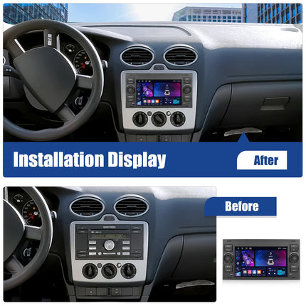 4+64G CAMECHO Android 13 Car Radio for Ford Transit Fiesta Focus Galaxy Mondeo with Carplay/Android Auto/Mirrorlink, 7 inch Capacitive Touchscreen with WiFi GPS FM/RDS Bluetooth SWC+32EQ