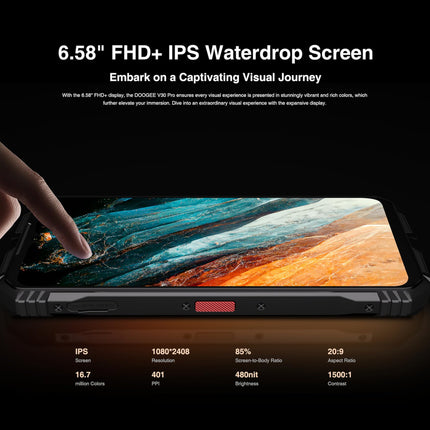 DOOGEE V30 PRO 5G lukustamata telefonid (2024), 10800mAh aku, Dimensity 7050 32GB + 512GB, 5G vastupidavad nutitelefonid ilma lepinguta, 200MP + 24MP öönägemisvõime + 16MP + 32MP, Android 13 6.58 tolli, NFC