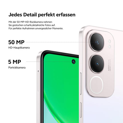 VIVO Y19s Smartphone, 8 GB + 256 GB, 8 GB Extended RAM, 6.68″ LCD Display, 90 Hz Refresh Rate, Dynamic Light, 50 MP Main Camera, 5150 mAh Battery, IP64, 300% Volume, NFC Support