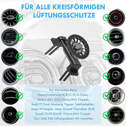 Car phone holder for MagSafe car holder round ventilation magnet car phone holder for MercedeBenz phone holder A/B/C/E/S-Class Mini Cooper SMART 451 FIAT 500, compatible with MagSafe iPhone