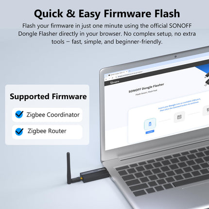 SONOFF Zigbee 3.0 USB Dongle Plus, Zigbee Gateway TI CC2652P + CP2102N Zigbee USB Stick, Zigbee Hub for ZHA in Home Assistant or Zigbee2MQTT, Open HAB etc.