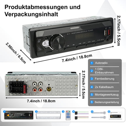 Autoraadio Bluetooth 5.0, FM/AM/7 värvitooniga autoraadio Bluetooth käed-vabad süsteemiga, 1 DIN autoraadio 2 USB/AUX/SD/MP3 mängija puldiga, iOS/Android tugi