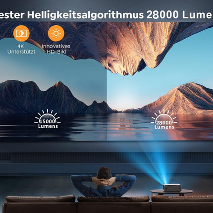 Projector, [Autofocus/Keystone Correction] Projector Home Theater, 1080P Full HD Projector Supports 4K Video with WiFi6 Bluetooth, YABER 28000 Lumen Portable Projector Outdoor 300" Display, for Smartphone/TV Stick/PS5
