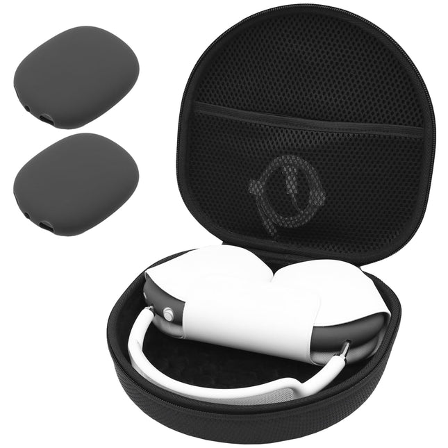 ProCase kõrvaklapiümbris AirPods Max 2020 jaoks koos kahe nutika silikoonkattega, reisikott kõrvaklappide kandekott peakomplektiümbris AirPods Max kõrvaklappidele - must