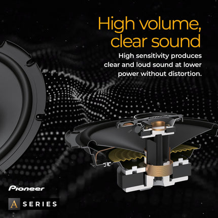 Pioneer TS-A6881F 6 x 8 4-ribaline koaksiaalkõlarikomplekt 2 kõlariga (kumbki 350 W max., 80 W siinus), võimas heli, kõrge efektiivsus, 62 mm paigaldussügavus, 133 x 191 mm paigaldusava