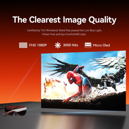 Rokid Joy 2, Max 2 AR Glasses Black with Dock, 215" Portable Display, 50° FOV and 600nits Luminance, Compatible with Android, Game Consoles and Computers