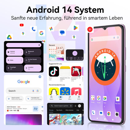 CUBOT A10 mobiiltelefon ilma lepinguta, 12 GB + 128 GB / 1 TB laiendatav, Android 14 nutitelefon, 6,56-tolline ekraan, 5100 mAh aku, 48 MP põhikaamera, kaheksatuumaline protsessor, kahekordne 4G SIM-kaart, OTG, Face ID, GPS, lilla