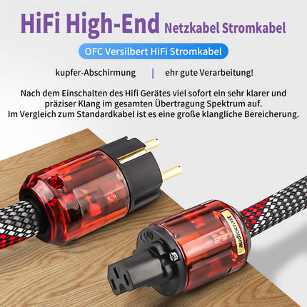 Tertullus HiFi tipptasemel toitekaabel C15 toitekaabel HiFi audio IEC kaabel Schuko pistiku ja IEC pistikuga (P046, 2m)