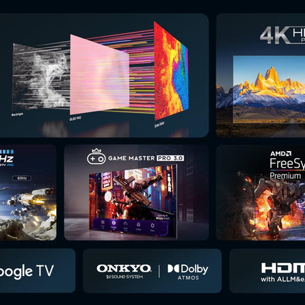 TCL 55T8B 55-inch QLED Pro 144Hz Onkyo Gaming TV, 4K UHD, HDR Pro, Google TV (Dolby Vision IQ &amp; Atmos, Motion Clarity, Hands-Free Voice Control, Compatible with Google Assistant &amp; Alexa)