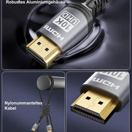 Sniokco 10K 8K HDMI 2.1 Cable 5 Meters, Certified 48Gbps Ultra High Speed ​​HDMI® Cable 0.01ms 4K 240Hz 165Hz 120Hz 8K 60Hz eARC Netflix HDCP 2.3 2.2 DTS:X HDR10+ TV Monitor Projector Roku PS5 X-box