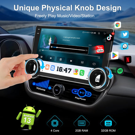URVOLAX autoraadio ekraaniga Android 13, 10,1-tolline 1 DIN DAB+ Android Auto raadio Apple Carplay ekraan puutetundliku ekraaniga navigatsiooniga Bluetooth 5.4, juhtmevaba automäng nuppudega Mirrorlink FM RDS SWC EQ