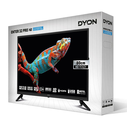 DYON Enter 32 Pro X2-80 cm (32-tolline) televiisor (kolmekordne tuuner (DVB-C/-S2/-T2), hotellirežiim, USB-meediapleier)