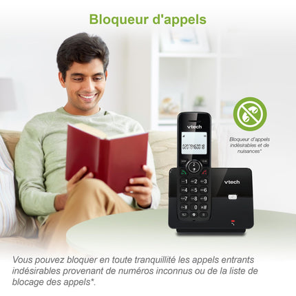 VTECH CS2001 Cordless DECT phone with 2 handsets for home, with blocker for unwanted calls, long range reliable up to 300 m, caller identification