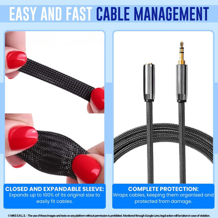 MarketConnect® Expandable cable conduit Ø 20mm, L 10m • Ideal for cable management • Perfect for desk and TV • BLACK • Minibox