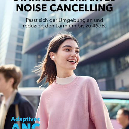 Ankeri Soundcore A30i, juhtmevabad kõrvaklapid, nutikas mürasummutus, ülim mürasummutus, elegantne huulepulga disain, kerge ja mugav, selge heli, 15 tundi ANC-ga, IP54, Bluetooth 5.4