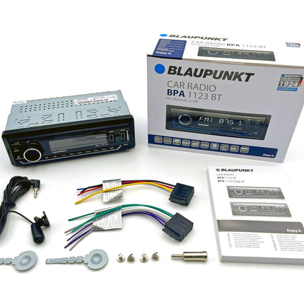 Blaupunkt BPA 1123 BT, 1-DIN autoraadio, FM-RDS, Bluetooth, käed-vabad süsteem, 2xUSB, Aux-sisend, subwoofer-väljund, mitmevärviline, 200 W