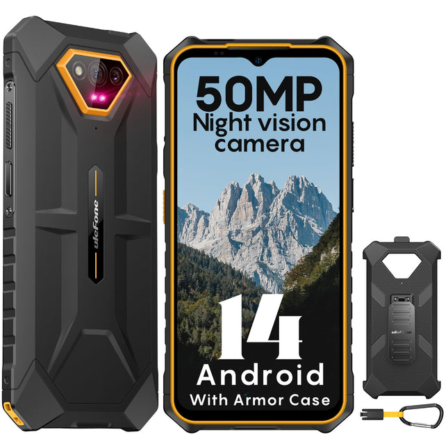 Ulefone Armor X13 õuenutitelefon Android 14, 50MP + 24MP öönägemisega, 12GB + 64GB/256GB SD, Octa Core 6320mAh 6.52'' mobiiltelefon ilma lepinguta 4G kahe SIM-kaardiga IP68 sõrmejäljelukk NFC GPS - 2-aastane garantii
