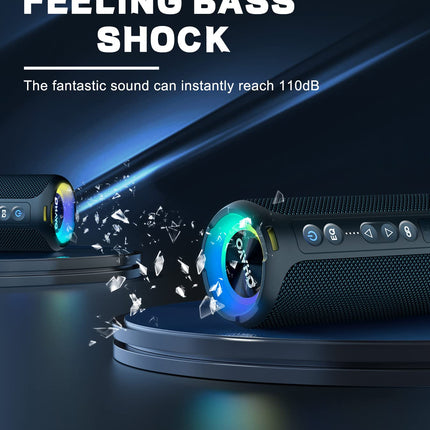 OHAYO Bluetooth Speaker 40W Portable Bluetooth Box with LED Light, Music Box with Enormous Bass, 360° Stereo Sound, IPX7 Water Resistant, 30H Battery, 3 Modes, Wireless Outdoor Speaker for iPhone