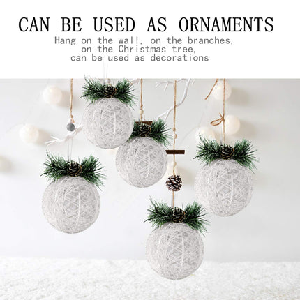 ZHYI Christmas Tree Decorations, 4 Pack White Pine Cones Rattan Christmas Tree Ornament Xmas Trees Wedding Party Decorations