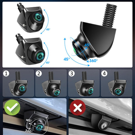 Vtopek tahavaatekaamera AHD 1080P auto tahavaatekaamera 360° pööratav auto tahavaatekaamera moderniseerimiseks 170° lainurk öine nägemine IP69 veekindel universaalne NTSC tahavaatekaamera matkaautodele, maasturitele, pikapidele