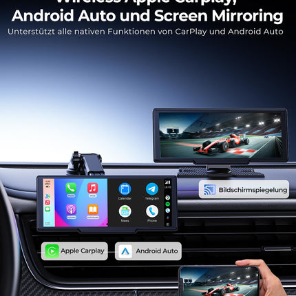 Krunia 8,1-tolline juhtmevaba kaasaskantav 60 kaadrit sekundis CarPlay ekraan Apple CarPlay ja Android Auto jaoks, OTA uuendused, tahavaatekaamera, peegli link, Bluetooth, hääljuhtimine, GPS-navigatsioon
