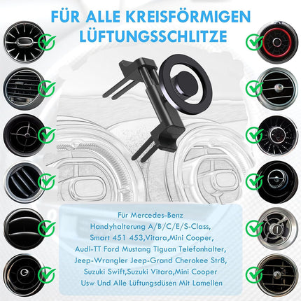 ICAILIN autotelefonihoidik MagSafe autokinnitusele, ümmargune ventilatsiooniga magnetiga autotelefonihoidik Mercedes Benz W205/W206/A/B/C/E/S-klassi/Sprinteri/Mini Cooperi SMART 451 lisatarvikutele iPhone'ile Samsungile
