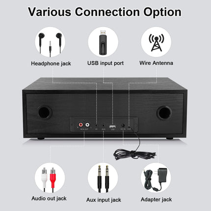 Kompaktne süsteem CD-ga Bluetooth, CD-169 stereosüsteem, kompaktne CD-mängija 2 x 20-vatise mini-Hi-Fi süsteemiga, FM-raadio, Aux-sisend, USB-taasesitus, stereosüsteem CD-ga Micro Hi-Fi süsteem (puidu imitatsioon)