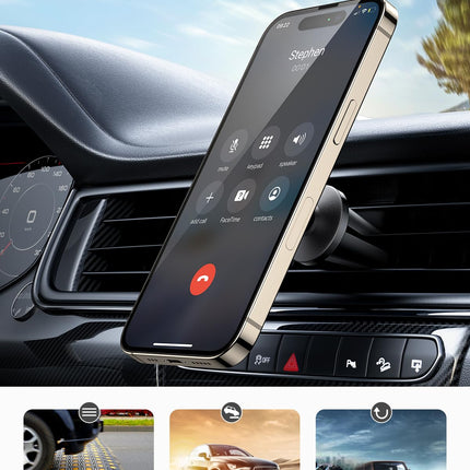 UGREEN autotelefonihoidja magnetiga õhutusava magnetiline telefonihoidja autole 360° kahe metallplaadiga magnetiline autotelefonihoidja, ühildub iPhone 15 Pro Max Plus 14 13 Galaxy S23 jne-ga (jäätunud)