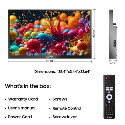 SYLVOX 43-tolline õueteler, nutikas QLED Google TV, IP55 veekindel teler, 4K UHD, Dolby Atmos, toetab Google Assistantit, häälassistent, 1000 nitti osalise päikesevalgusega õueteler (2024. aasta mudel)