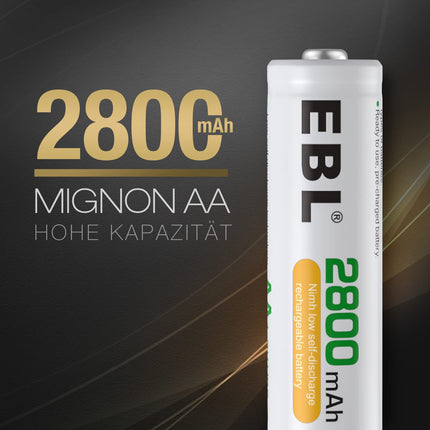 EBL AA patarei 2800 mAh 20 tk - suure mahutavusega Mignon NI-MH laetavad akud
