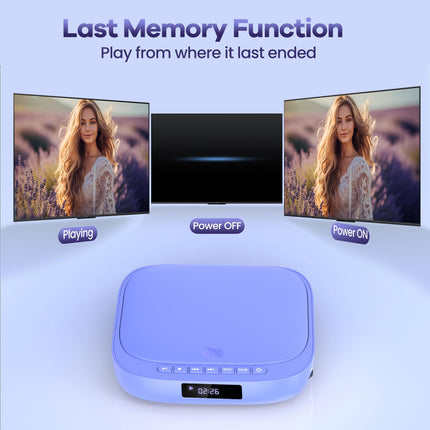 Desobry mini-DVD-mängija, DVD-mängija telerile 1080P piirkonnavaba HDMI/RCA-kaabli ja kaugjuhtimispuldiga, CD/DV-mängija toetab USB/TF-kaardi sisendit, katkestusmälu
