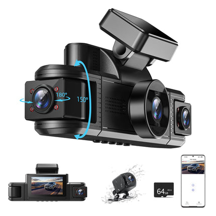 Adelagnes 4K autokaamera esi- ja taga GPS-i, WiFi-ga, 3,18" IPS-ekraan, tasuta 64 GB mälukaart, öönägemine, G-andur, tsükkelsalvestus, 170° lainurk-WDR