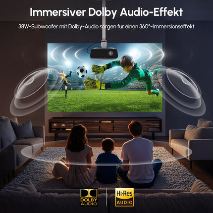 Projector 4K with Google TV, 1900 ANSI Home Theater Smart Projector Daylight Suitable with ToF CMOS Laser Autofocus, Dolby Audio, HDR, NFC, WiFi, Bluetooth, LED Video Projector for Ceiling Mounting Bright Rooms
