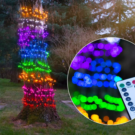 Idena 31109 - NewTeci LED-valguskett sise- ja välistingimustes kasutamiseks 800 LED-iga, vikerkaarevärvides valgustus 8 valgusastmega, dimmer, toiteplokk ja 8-tunnine taimerfunktsioon.