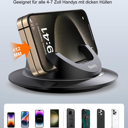 Beeasy Car Phone Holder, Car Dashboard Cell Phone Holder 360° Rotatable Car Mount Silicone Universal Car Phone Holder for Smartphone iPhone Samsung Xiaomi
