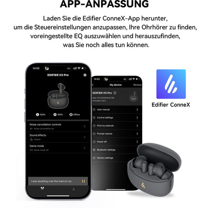 Edifier X5 Pro aktiivsed mürasummutavad kõrvaklapid tehisintellektiga täiustatud helistamise, läbipaistvuse, kiirlaadimise, mängurežiimi, IP55 veekindlusega, juhtmevabad Bluetooth 5.3 kõrvaklapid, hallid