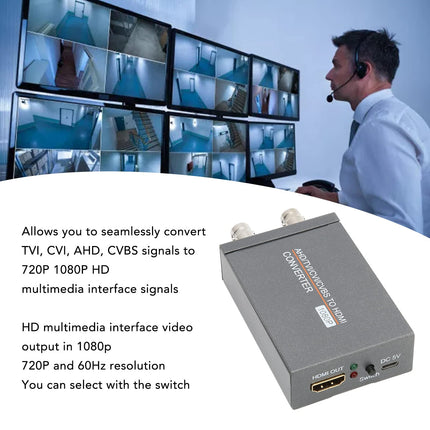 AHD TVI CVI CVBS HDMI-muunduri adapter, multimeedia Full HD 720P 1080P 3MP 4MP 5MP 8MP BNC HDMI-videoadapter HDTV DVR-ile