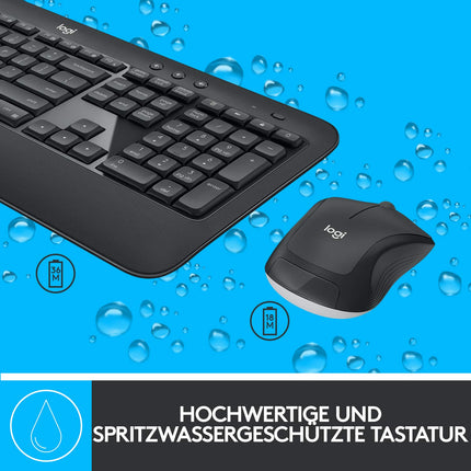 Logitech MK540 täiustatud juhtmevaba klaviatuuri ja hiire kombinatsioon Windowsile, 2,4 GHz Unifying USB-vastuvõtja, kiirklahvid, 3-aastane aku tööiga, arvuti ja sülearvuti jaoks, QWERTZ-paigutus - must