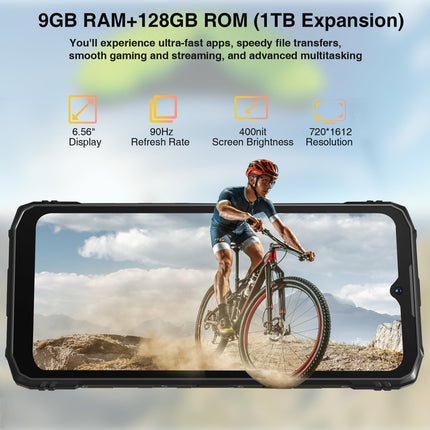 DOOGEE Blade 10 õuenutitelefon Android 14, 9GB+128GB/2TB TF-kaart õuenutitelefon, 10.7mm üliõhuke ehitusplatsi telefon, 6.56-tolline HD+ 90 Hz õuenutitelefon ilma lepinguta, 5150mAh, 16MP+8MP kaamera, GPS/FaceID