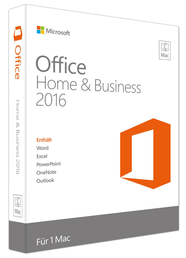 Microsoft Office Mac Home and Business 2016 (tootevõtmekaart ilma andmesalvestuseta)