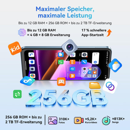 OSCAL Flat 2 Gemini tehisintellektiga nutitelefon ilma lepinguta 12GB+256GB/2TB TF, kaheksatuumaline 90Hz 6.56" HD+, lepinguta mobiiltelefon 5000mAh, 192g, Android 14 nutitelefon 13MP+8MP, kahe SIM-kaardiga/näotuvastusega/sõrmejäljelugejaga/GPS/OTG