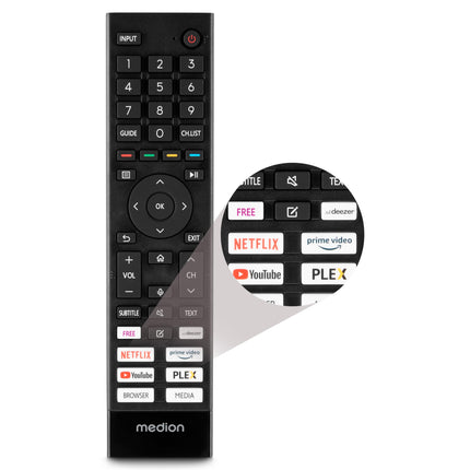 MEDION X15517 (MD 31642) 138,8 cm (55-tolline) televiisor (nutiteler, 4K Ultra HD, HDR, VIDAA Store, Netflix, Prime Video, Disney+, DAZN, Paramount+, HbbTV, PVR, Bluetooth)